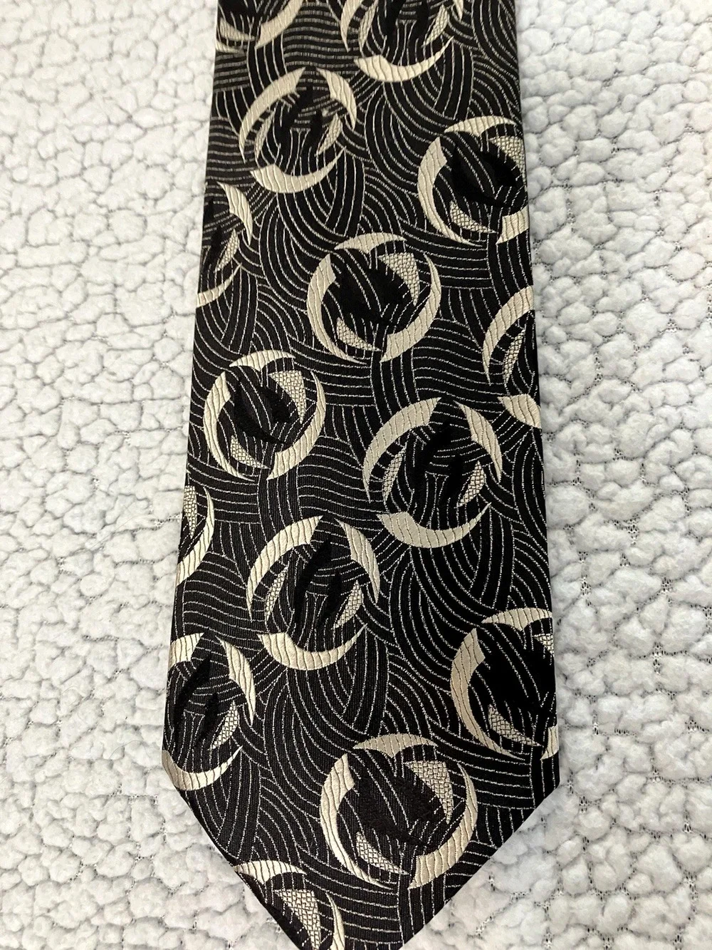 Jhane Barnes Gray & Silver 100% Silk Patterned Mens Tie 57